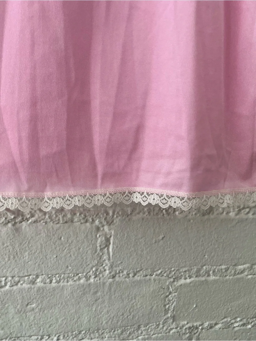Vintage Sliperfection Pink Lace Trim Half Slip Nylon Skirt Feminine Romantic L - Picture 7 of 9